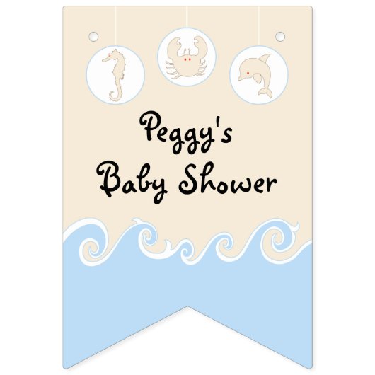 Baby shower Cream/Blue Mobile, Swallowtail Banner (Zesde vlag)