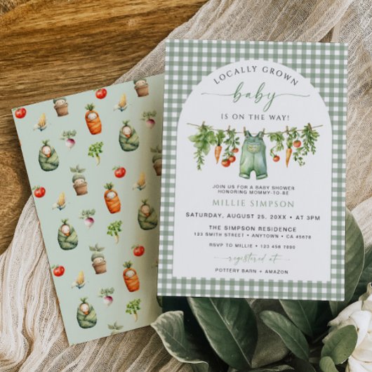 Baby shower cultivé localement Invitation Sage Gre