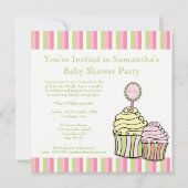 Baby shower Cupcake Parlor Invitation rayée (Dos)