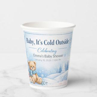 Baby Shower Cups | Winter Wonderland Teddy Bear Papieren Bekers