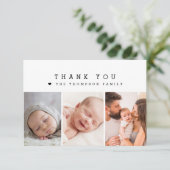 Baby shower Custom 3 Foto's Hartelijk dank Bedankkaart (Staand voorkant)