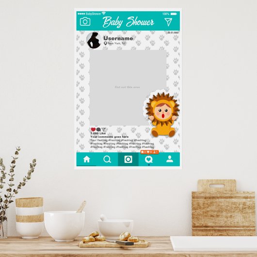 Baby shower Custom Selfie Lijst Leoncito Poster (Keuken)