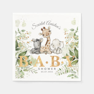 Baby shower Cute African Animals Greenery Servet