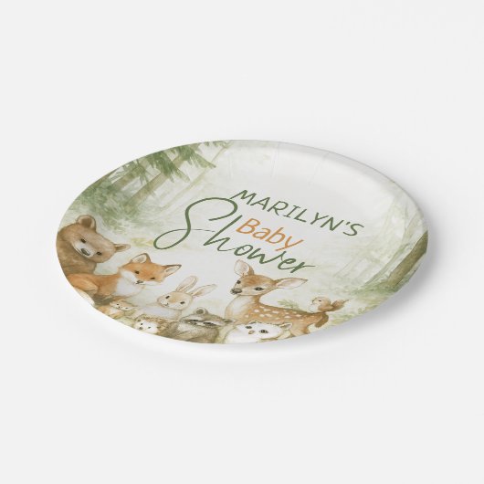 Baby Shower Cute Baby Animals Papieren Bordje (Gekanteld)