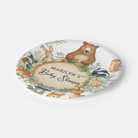 Baby Shower Cute Baby Animals Papieren Bordje (Gekanteld)