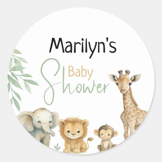 Baby Shower Cute Baby Animals Ronde Sticker (Voorkant)