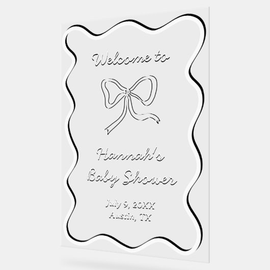 Baby shower Cute Bow Affiche de bienvenue acryliqu (Angle)