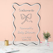 Baby shower Cute Bow Affiche de bienvenue acryliqu (Mariage)