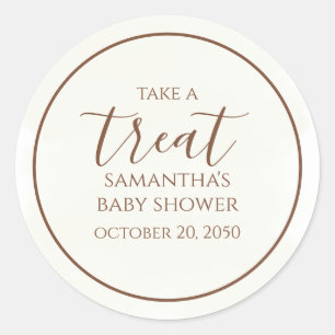 Baby shower Cute Calligraphy Script Cream Treat Ronde Sticker
