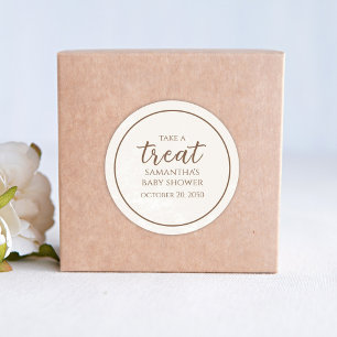 Baby shower Cute Calligraphy Script Cream Treat Ronde Sticker