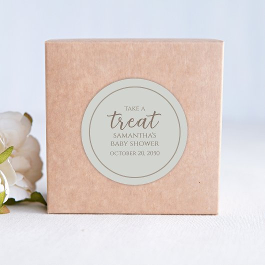 Baby shower Cute Calligraphy Script Sage Ronde Sticker