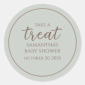 Baby shower Cute Calligraphy Script Sage Ronde Sticker (Voorkant)
