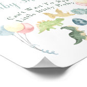 Baby shower Cute Dinosaur Mam Name Blue Welkom Poster (Hoek)