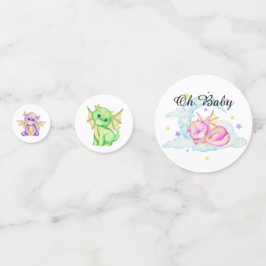 Baby shower Cute Dragon Confetti (Devant)