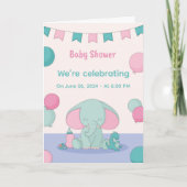 Baby Shower Cute Elephants Invitations (Devant)