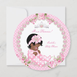  Baby shower Cute Girl Pink Roos 3B Kaart
