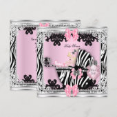 Baby shower Cute Girl Zebra Pram Blonde Baby Girl Kaart (Voorkant / Achterkant)