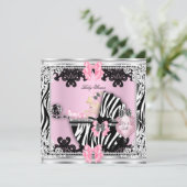 Baby shower Cute Girl Zebra Pram Blonde Baby Girl Kaart (Staand voorkant)