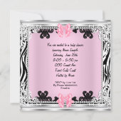 Baby shower Cute Girl Zebra Pram Blonde Baby Girl Kaart (Achterkant)