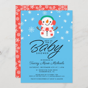 Baby shower   Cute Little Snowman Invitation