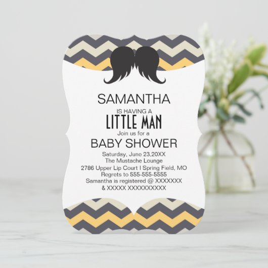 Baby shower Cute Mustache Boys Invitation personna (Debout devant)