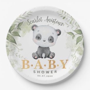 Baby shower Cute Panda Eucalipt Greenery Papieren Bordje