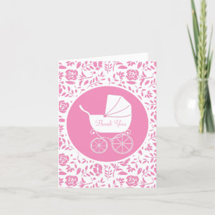Baby shower Cute Pink Girl Bedankkaart