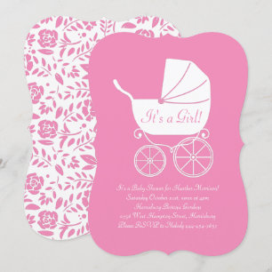 Baby shower Cute Pink Girl Kaart
