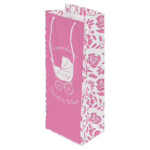 Baby shower Cute Pink Girl Wijn Cadeautas