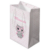 Baby shower Cute Pink Owl Gift Bag Medium Cadeauzakje (Voorkant Gekanteld)