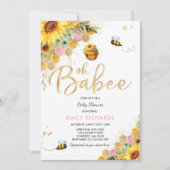 Baby shower d'abeilles Invitation Floral Babee Dou (Devant)