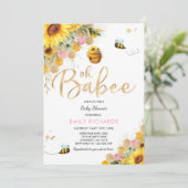 Baby shower d'abeilles Invitation Floral Babee Dou (Debout devant)
