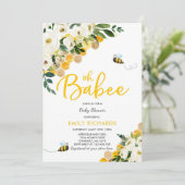 Baby shower d'abeilles Invitation Floral Babee Dou (Debout devant)