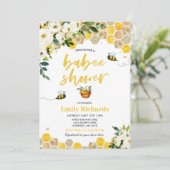 Baby shower d'abeilles Invitation Floral Babee Dou (Debout devant)