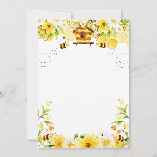 Baby shower d'abeilles Invitation Maman Jaune à Ab (Dos)