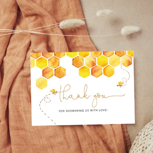 Baby shower d'abeilles miel merci cartes