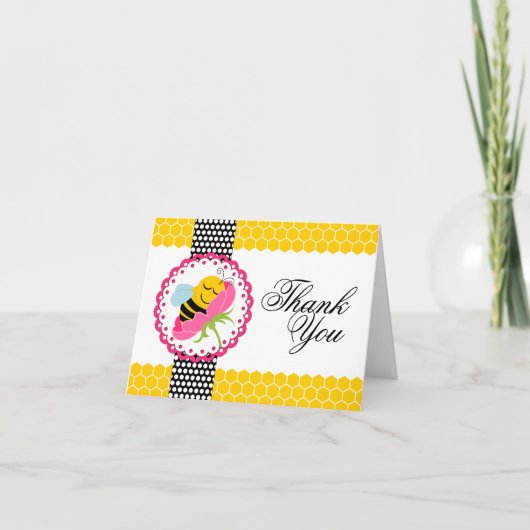 Baby shower d'abeilles Whimsical Merci rose (Devant)