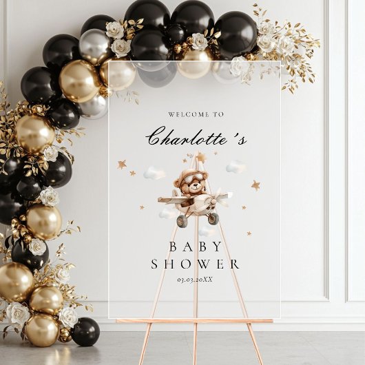 Baby shower d'accueil Teddy Bear & Airplane