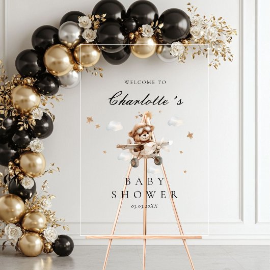 Baby shower d'accueil Teddy Bear & Airplane