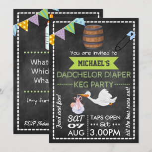 Baby Shower Dadchelor Vat Feestje Schoolbord Kaart