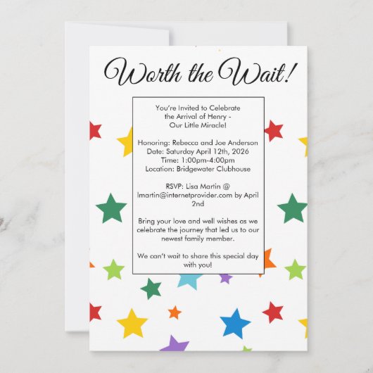 Baby shower d'adoption Invitation (Devant)