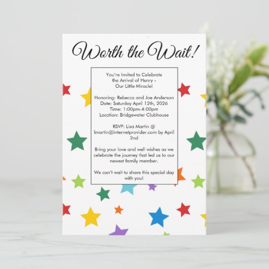 Baby shower d'adoption Invitation (Debout devant)