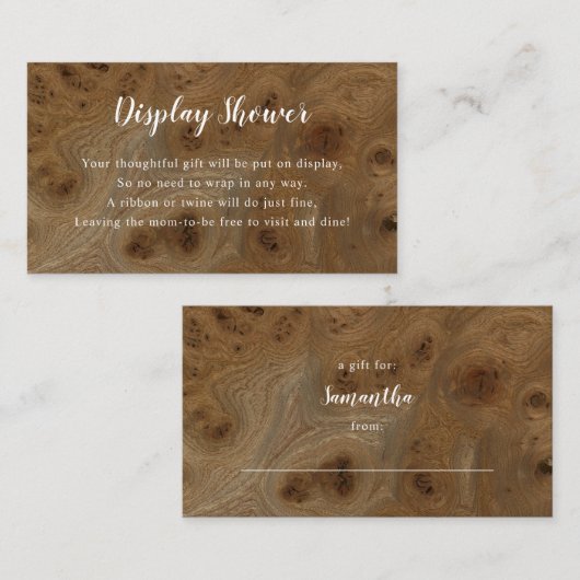 Baby shower d'affichage en bois noué carte + étiqu (Devant / Derrière)