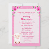 Baby shower d'agneau floral rose mou Invitation (Devant)