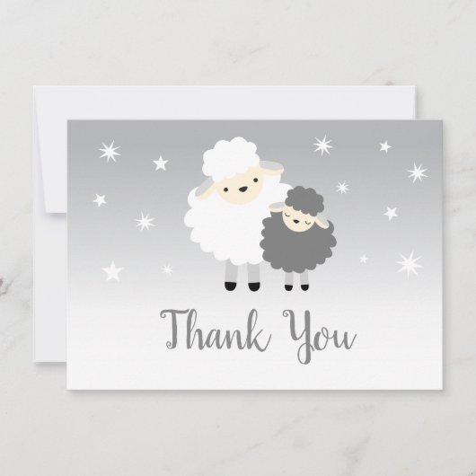 Baby shower d'agneau gris et Merci blanc (Devant)