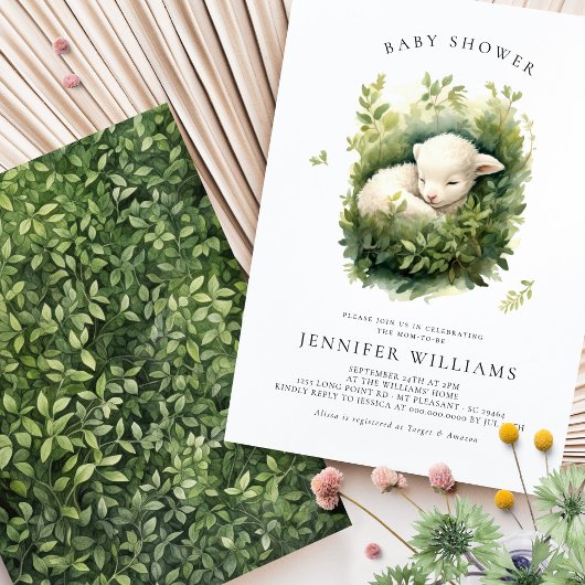 Baby shower d'agneau Invitations neutres selon le
