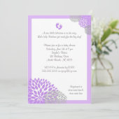 Baby shower Dahlia gris mauve Invitation pieds (Debout devant)