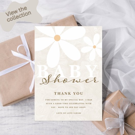 Baby shower Daisy Genre Neutre Merci Cartes