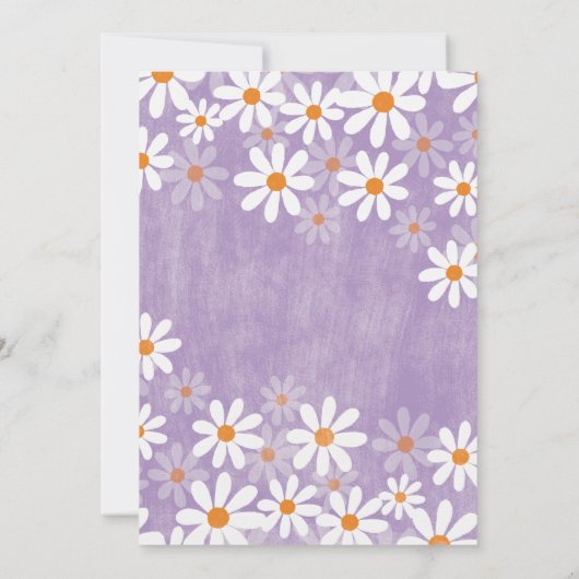 Baby shower Daisy Invitation Purpl Boho Retro Dais (Dos)