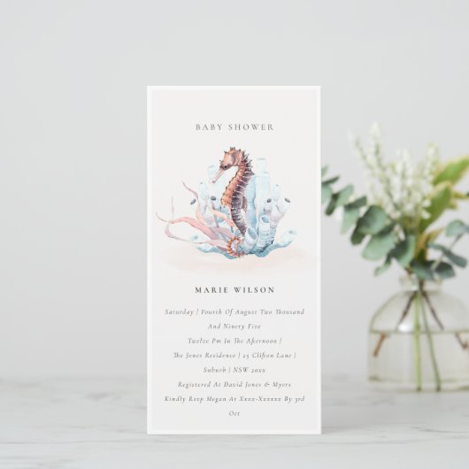 Baby shower d'algues sous-marines Invitation (Debout devant)